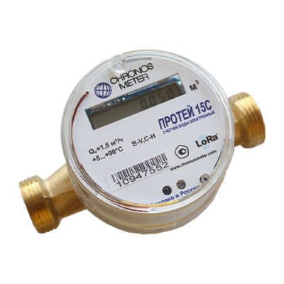 Счетчик воды универсальный электронный Chronos Meter “ПРОТЕЙ” ДУ15, класс B, LoRaWAN, (80ММ) в Казахстане