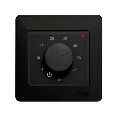 Терморегулятор для теплого пола ТР-03 Глосса, черный (в рамку Schneider Electric Glossa) в 