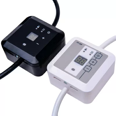 Терморегулятор для обогревателей ТР-09Р на проводе с вилкой и розеткой, белый в 