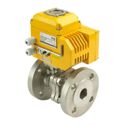 Кран шаровый КШФП.316.200 Ду80 нержавеющий полнопроходной фланцевый с электроприводом 220 В в 