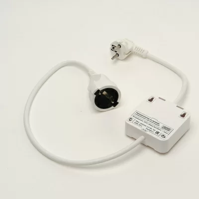 Терморегулятор для обогревателей ТР-09Р на проводе с вилкой и розеткой, белый в 