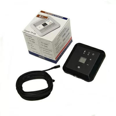 Терморегулятор для теплого пола накладной ТР-09П с датчиком пола, черный в 