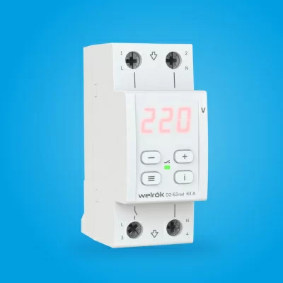 Реле напряжения Welrok D2-63 red (на 4 клеммы) в 