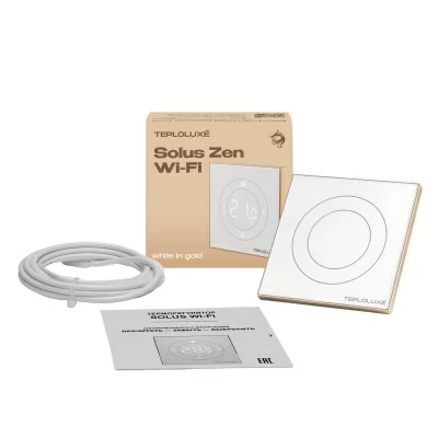 Терморегулятор для теплого пола Теплолюкс Solus Zen Wi-Fi, белый/золото в 