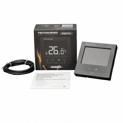 Терморегулятор для теплого пола Теплолюкс Pontus, черный Space в 
