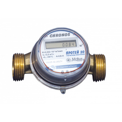 Счетчик воды универсальный электронный Chronos Meter “ПРОТЕЙ” ДУ20, класс С, WM-BUS (130ММ) в Казахстане