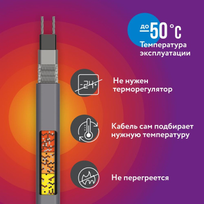 Комплект саморегулирующегося греющего кабеля RoofMate 30Вт/м 03м в 