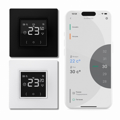 Терморегулятор для теплого пола Теплолюкс EcoSmart 25, черный в  Терморегулятор для теплого пола Теплолюкс EcoSmart 25, черный в