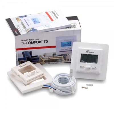 Терморегулятор для теплого пола N-COMFORT TD с датчиком температуры воздуха и пола в  Терморегулятор для теплого пола N-COMFORT TD с датчиком температуры воздуха и пола в