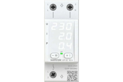 Реле напряжения с контролем тока и мощности Welrok VIP-32 в 
