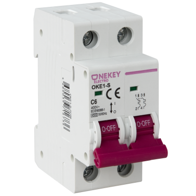 Автоматический выключатель OneKeyElectro 2P 4,5kA C-6A 2M в 
