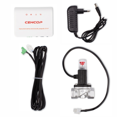 Сигнализатор загазованности Сенсор СГУ-Р (СО) с алюминиевым клапаном КЗГИал-15 в  Сигнализатор загазованности Сенсор СГУ-Р (СО) с алюминиевым клапаном КЗГИал-15 в