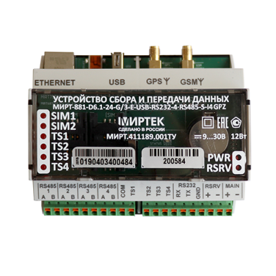 Устройство сбора и передачи данных МИРТ-881-D6.1-24-G/3-E-USB-RS232-4*RS485-S-I4GPZF/1 в 