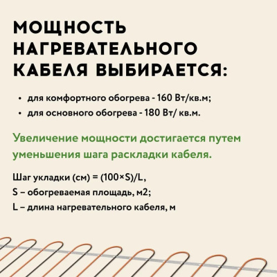 Кабельный теплый пол "Русское тепло" РТ-270-13,5 в 