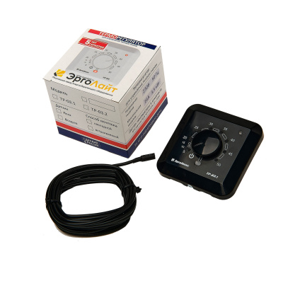 Терморегулятор для теплого пола накладной ТР-03.1П с датчиком пола, черный в  Терморегулятор для теплого пола накладной ТР-03.1П с датчиком пола, черный в