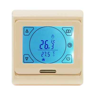 Терморегулятор для теплого пола AlfaReg E-91.716, программируемый, сенсорный, 16A, бежевый в 